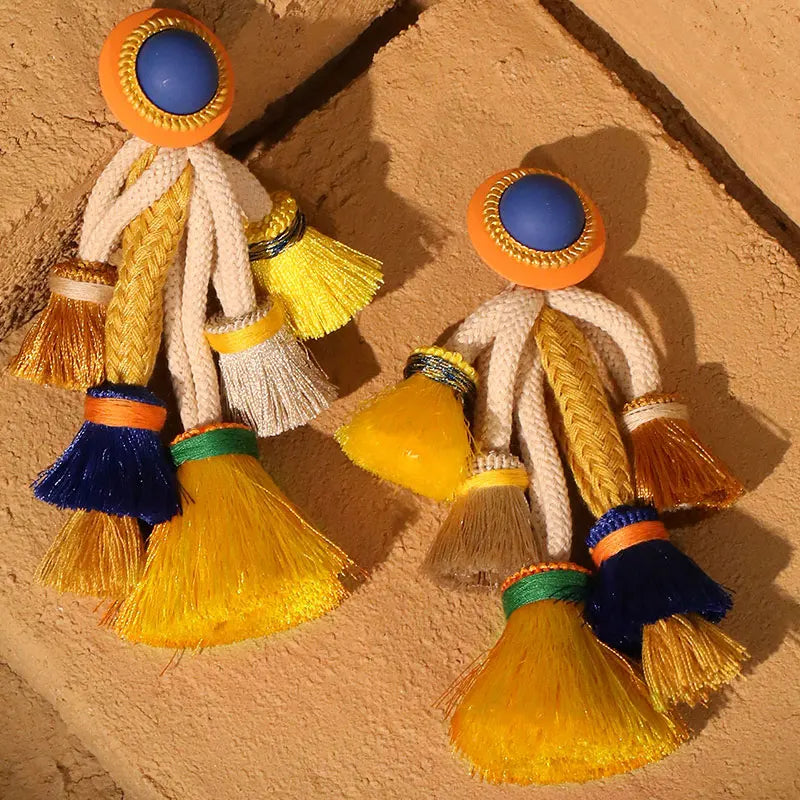 Colorburst Statement Tassel Earring