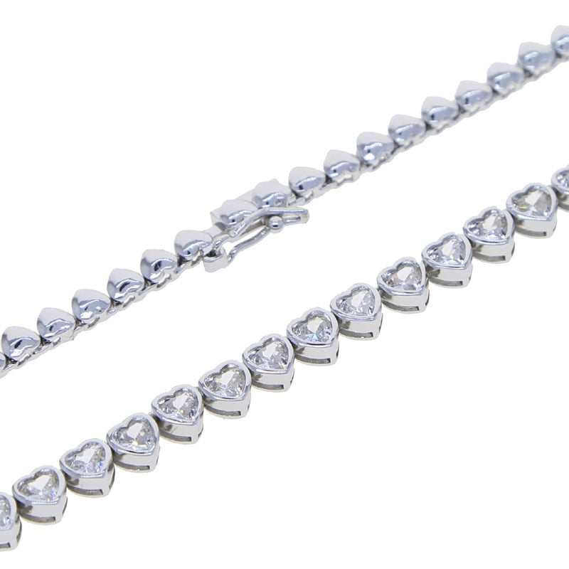 Heart Shaped Bezel Tennis  Necklace