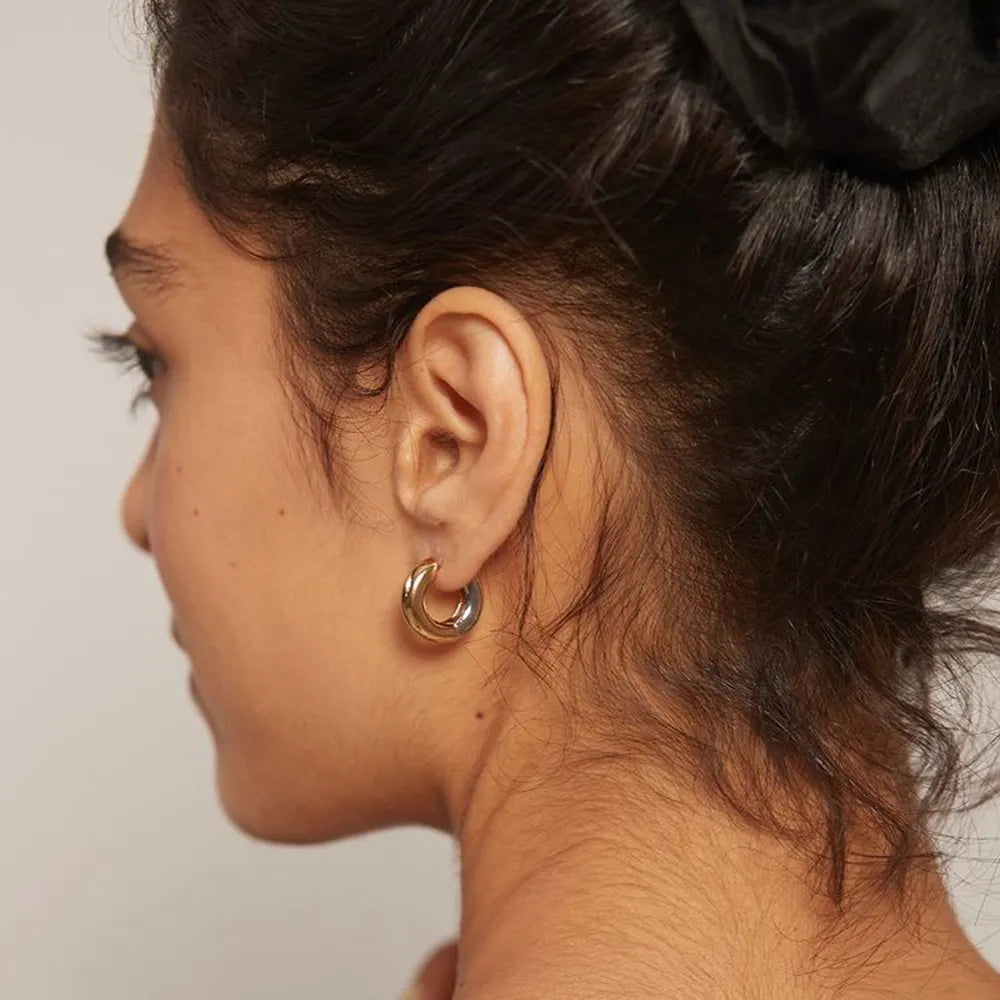 Chunky Steel Hoop Earrings