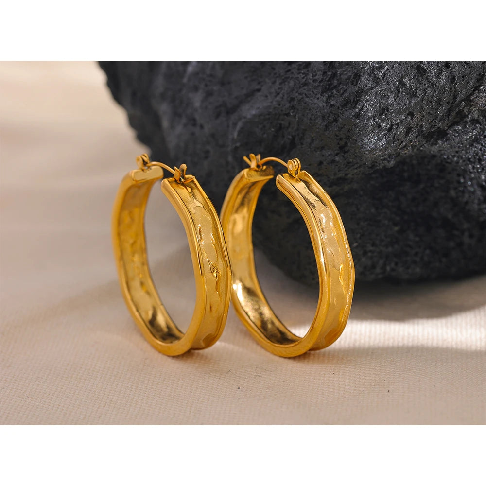 Round Textured Hoop Earrings