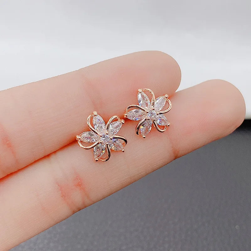 Gold Flower Stud Earrings