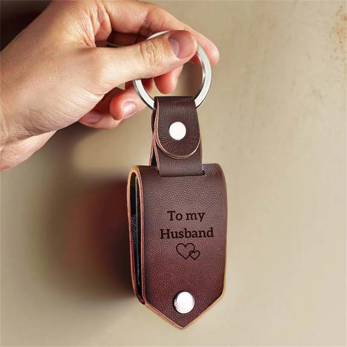 Leather Keychain with Customizable Photo