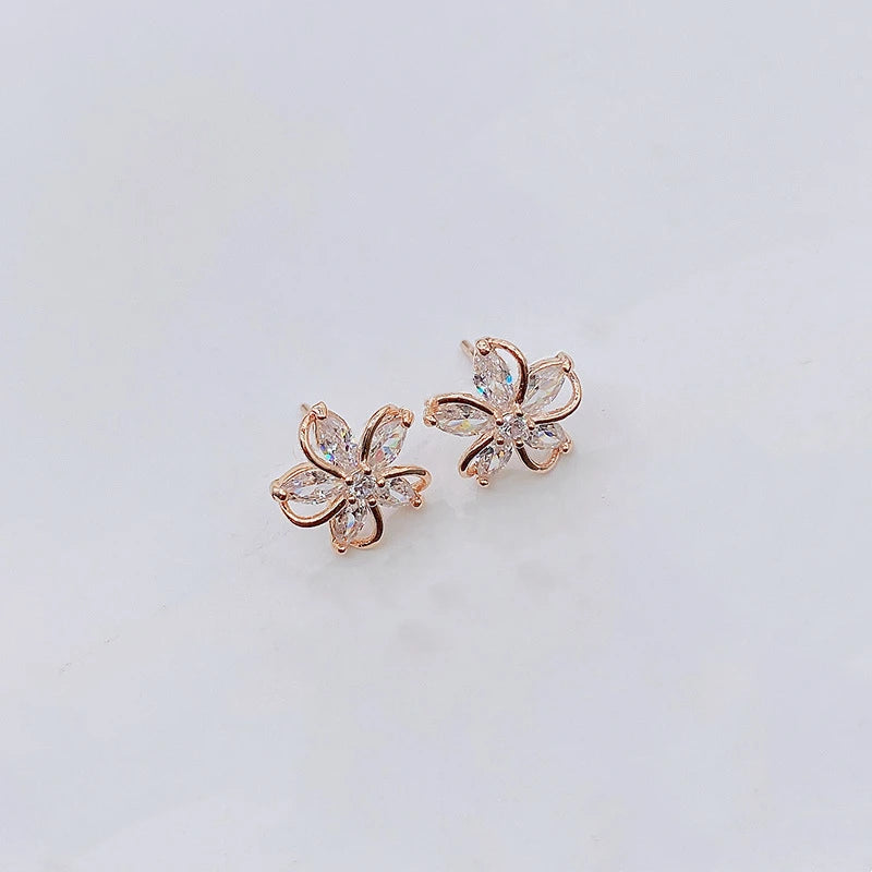 Gold Flower Stud Earrings