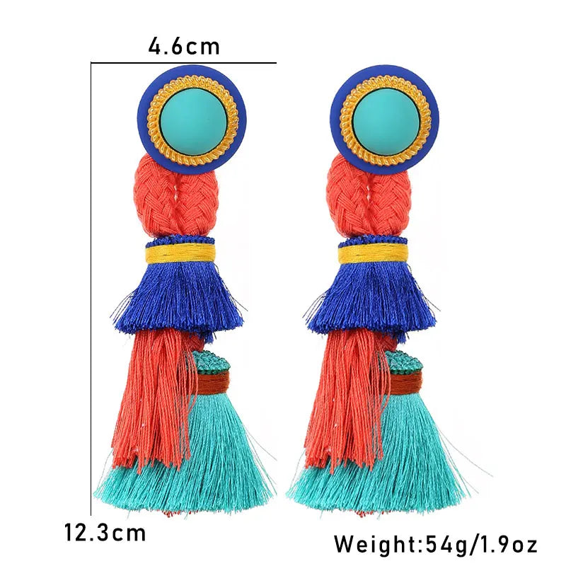 Colorblock Boho Tassel Earrings
