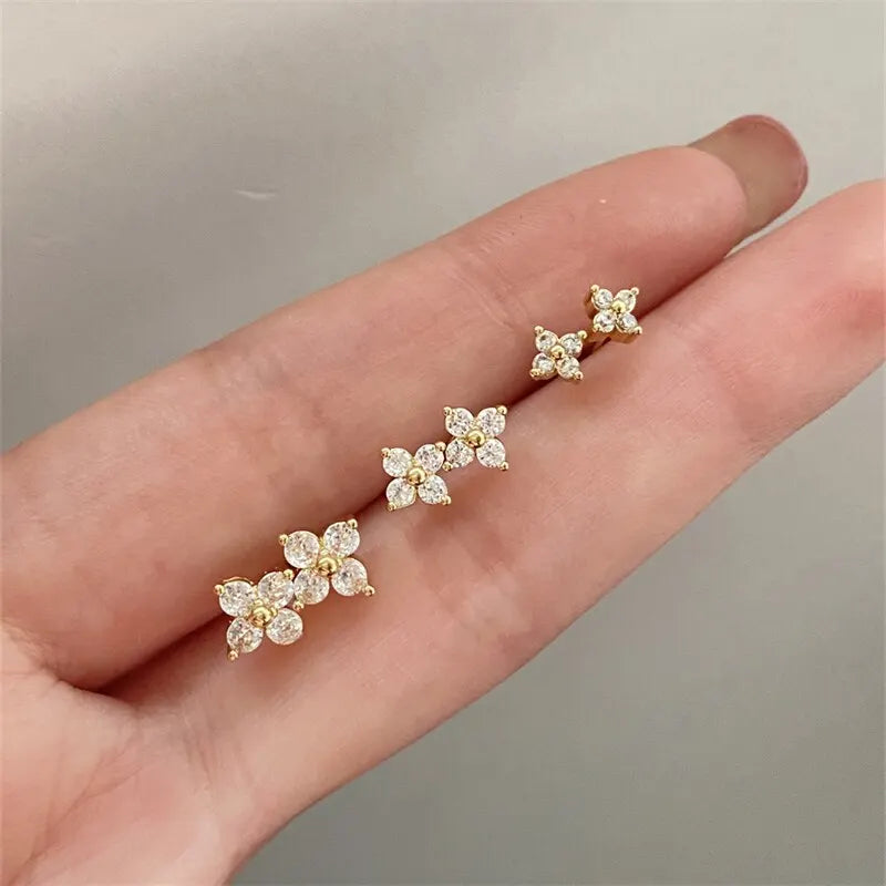 CZ Flower Stud Earring