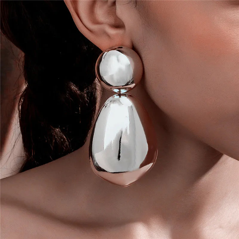 Retro Geometric Triple Sphere Drop Earrings