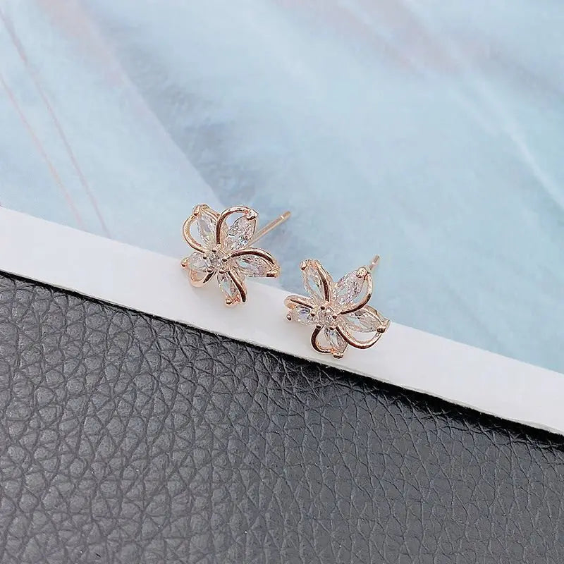 Gold Flower Stud Earrings