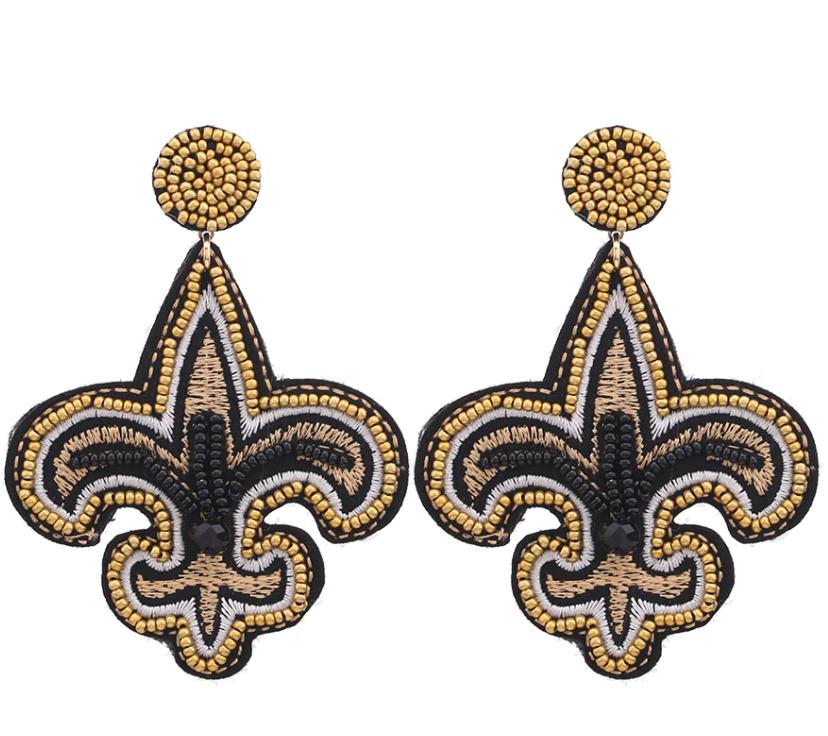 Fleur De Lis Beaded Earrings