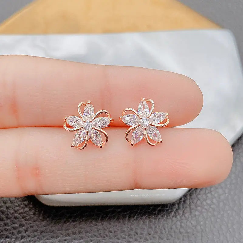 Gold Flower Stud Earrings