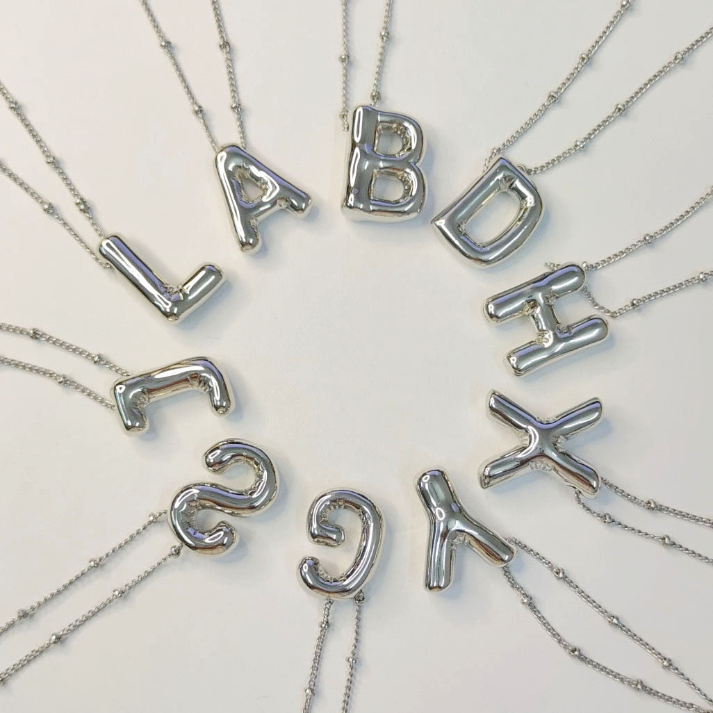 Initial 3D Balloon Letter Pendant Necklace