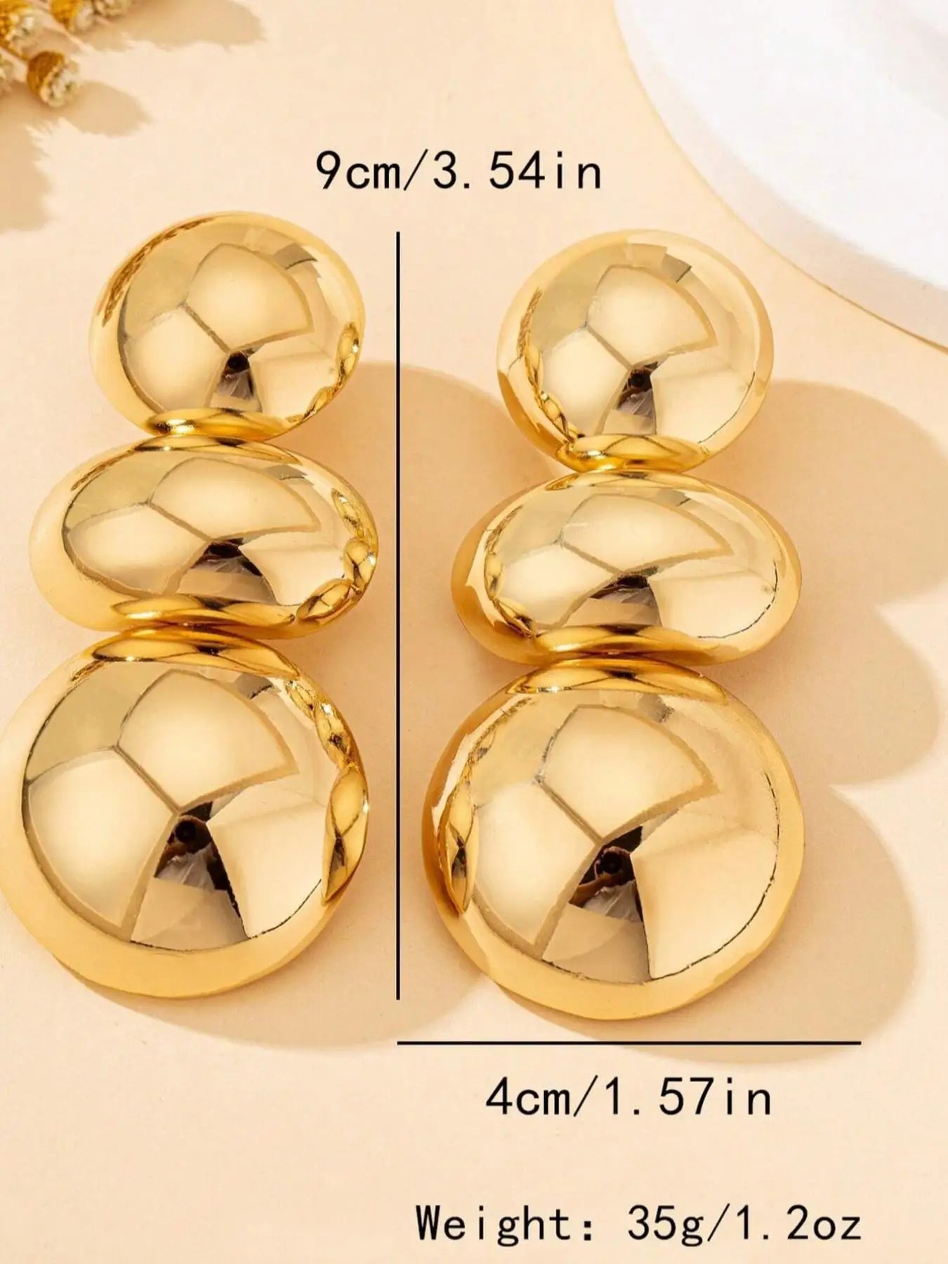 Retro Geometric Triple Sphere Drop Earrings
