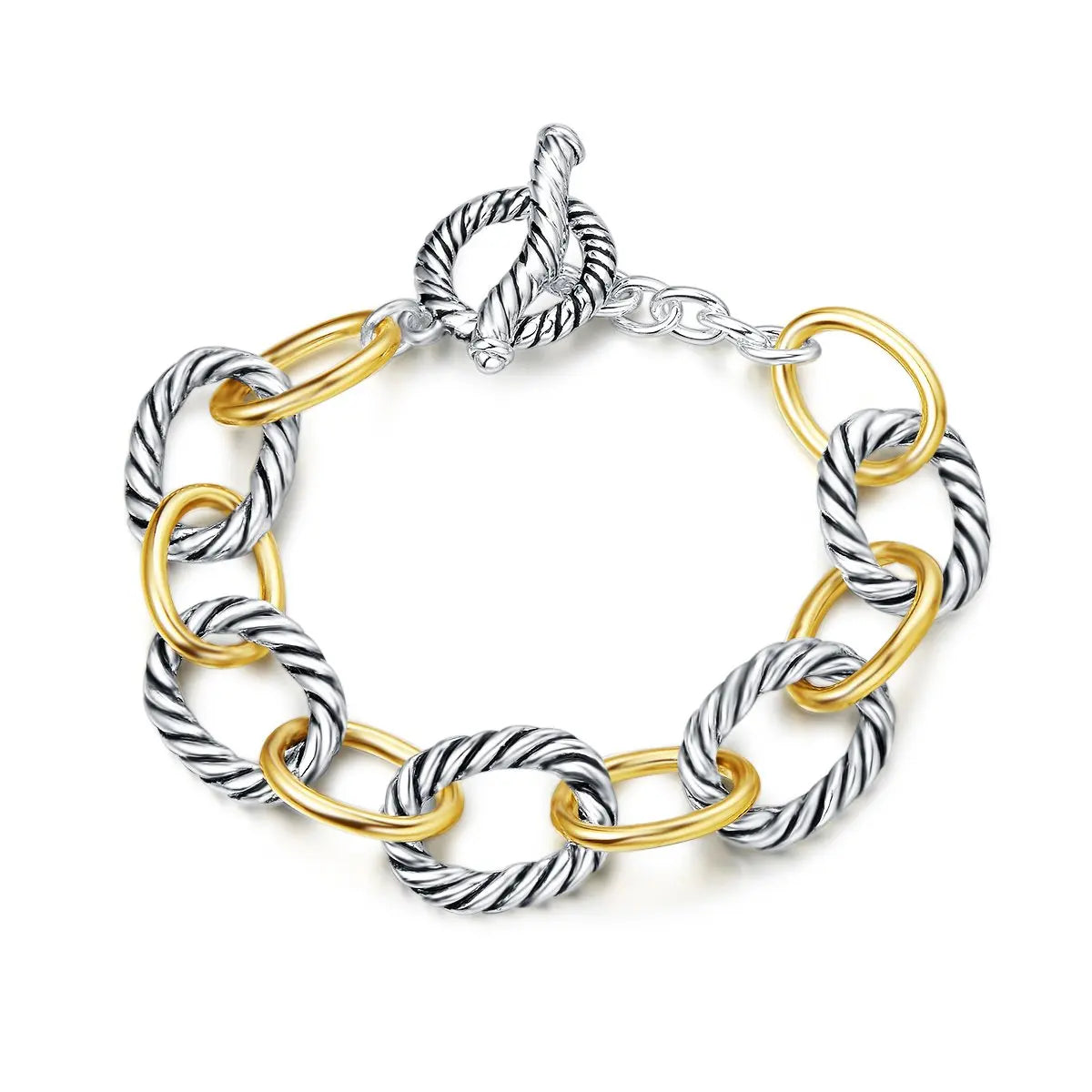 Two-Tone Cable Link Inspired Bracelet