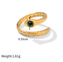 Load image into Gallery viewer, Stainless Steel Natural Stone Green Turquoise Malachite Ring
