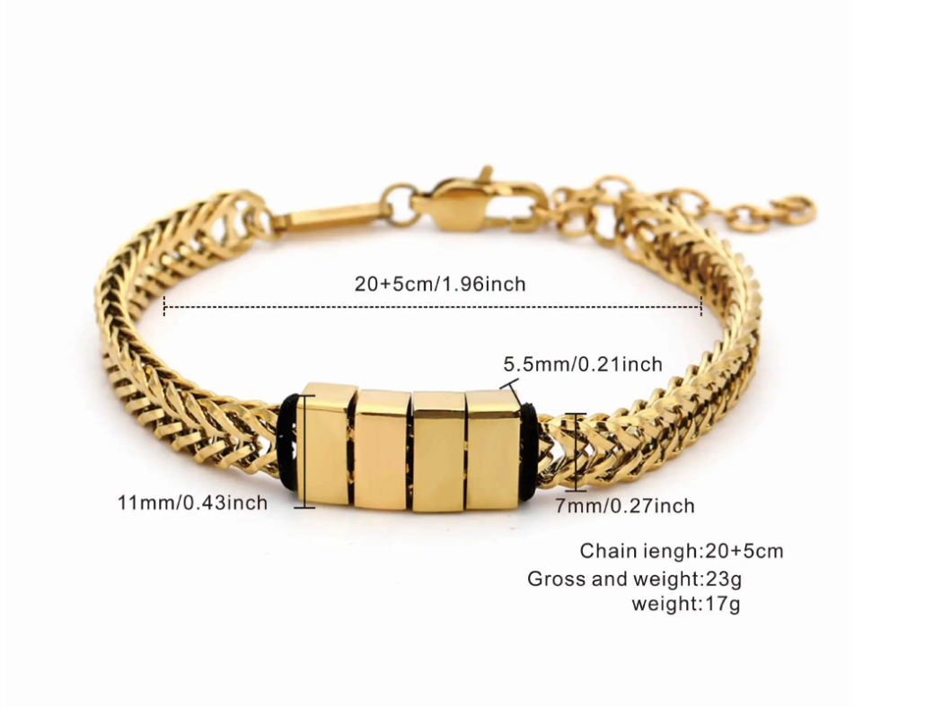 Classic Cuban Engraved Men's Bracelet