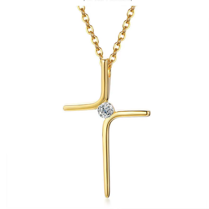 Stone Cross Pendant Necklace