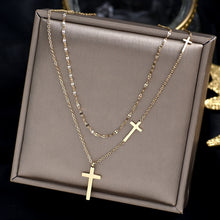 Load image into Gallery viewer, Layered Cross Necklace
