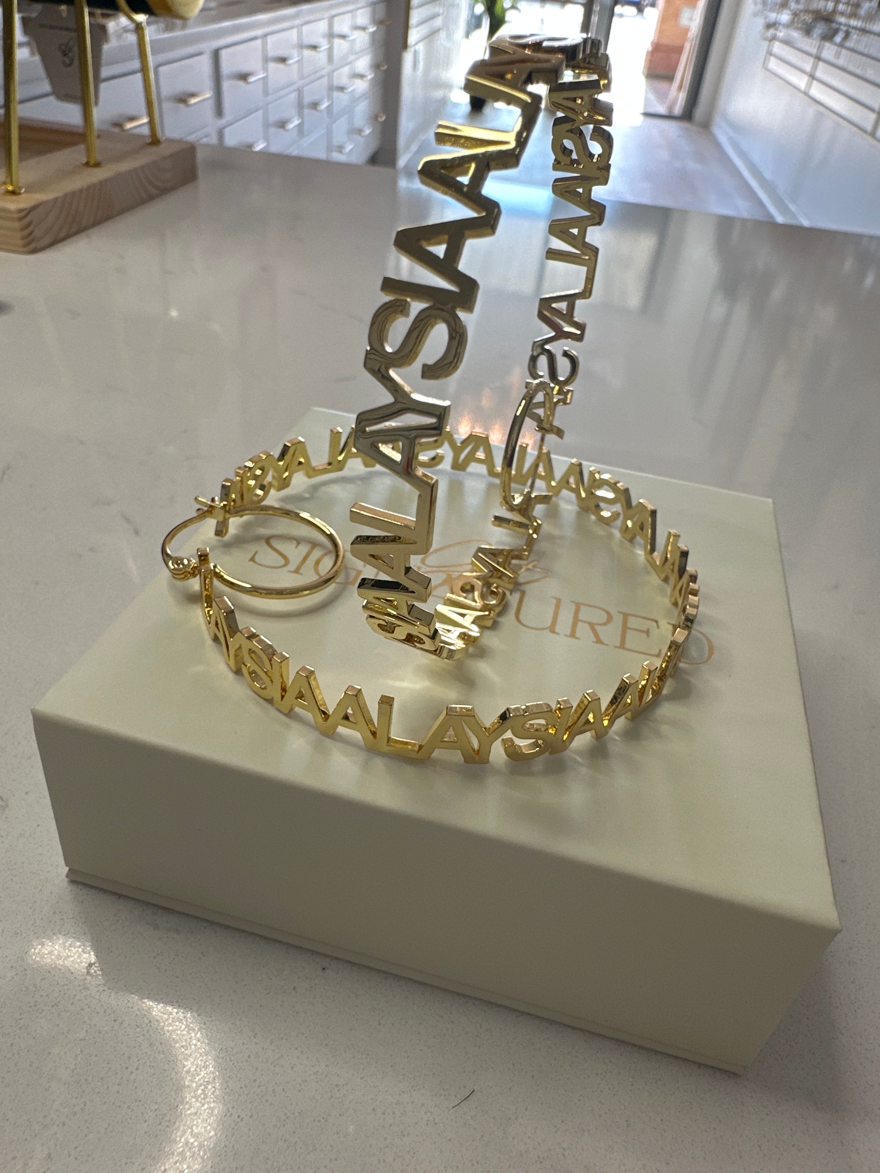 Ready-To-Ship Hoop Name Earrings