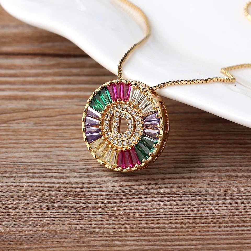 Rainbow Initial Pendant