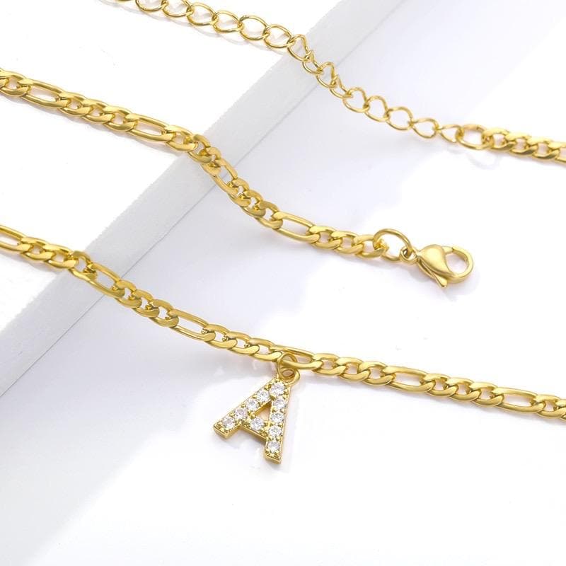 Cuban Link Crystal Initial Anklet