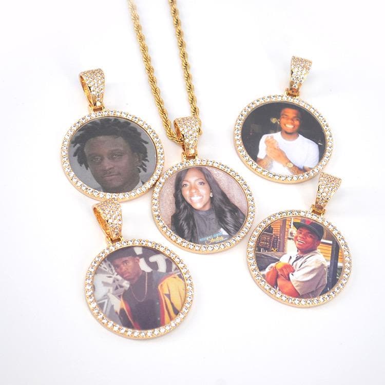 Engraved Image Chain Crystal Plated Personalized Photo Chain