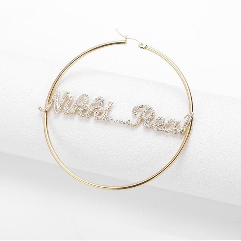 Crystal Name Hoop Earrings