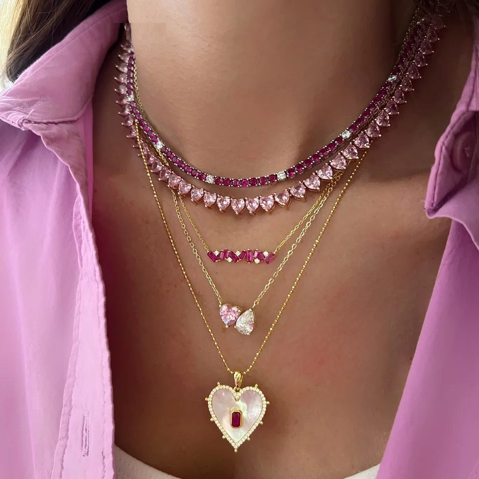 Heart Shaped Tennis Necklace