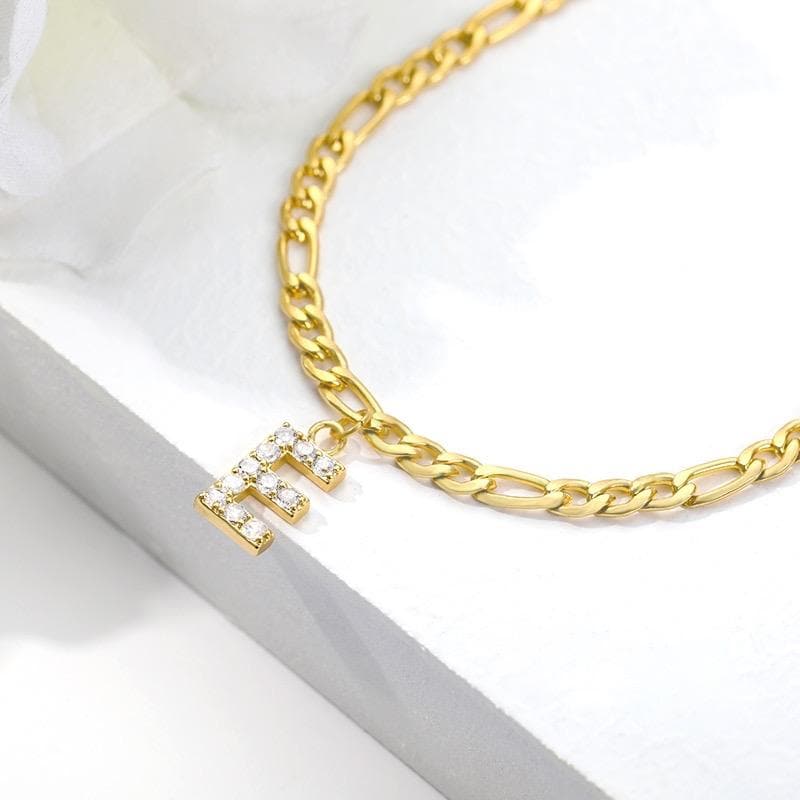 Cuban Link Crystal Initial Anklet