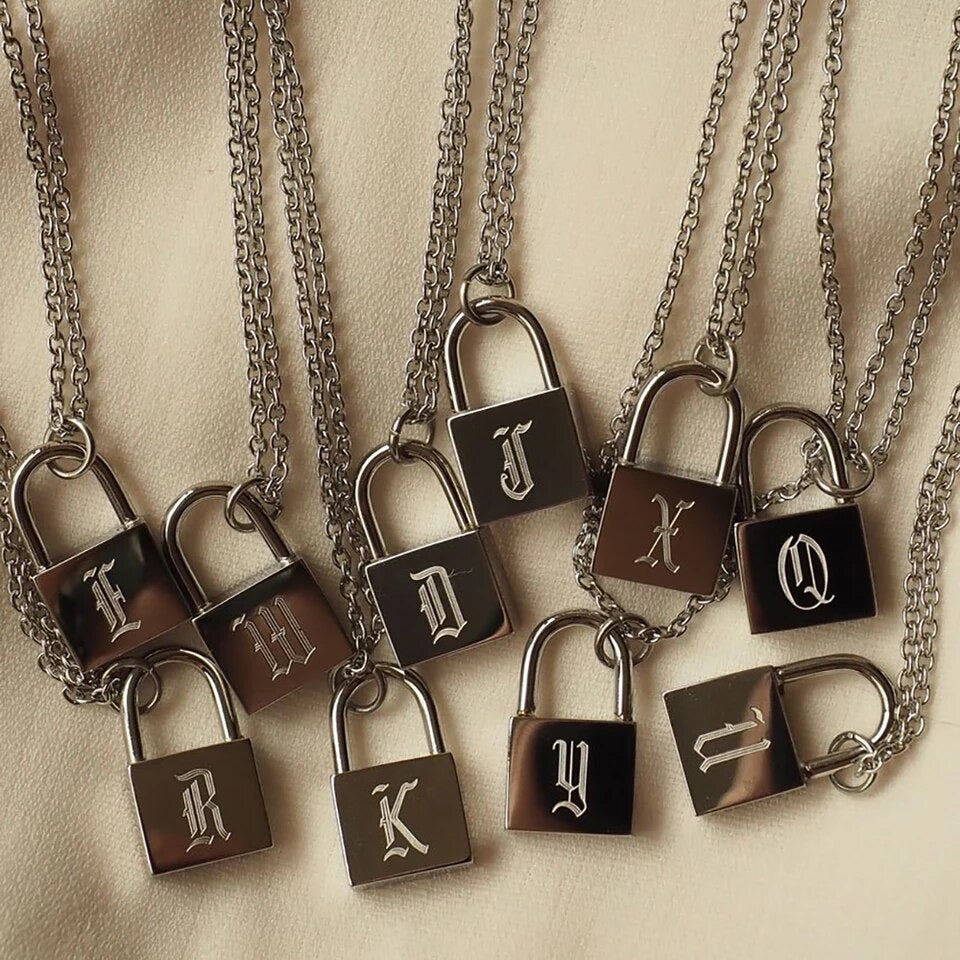 Initial Padlock Necklace