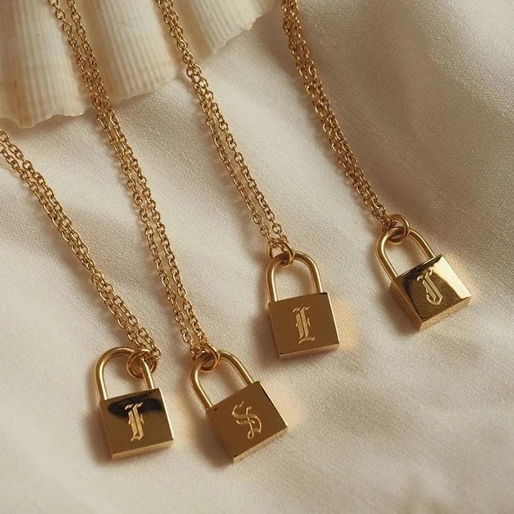 Initial Padlock Necklace