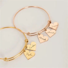 Load image into Gallery viewer, Engraved Heart Adjustable Bangle
