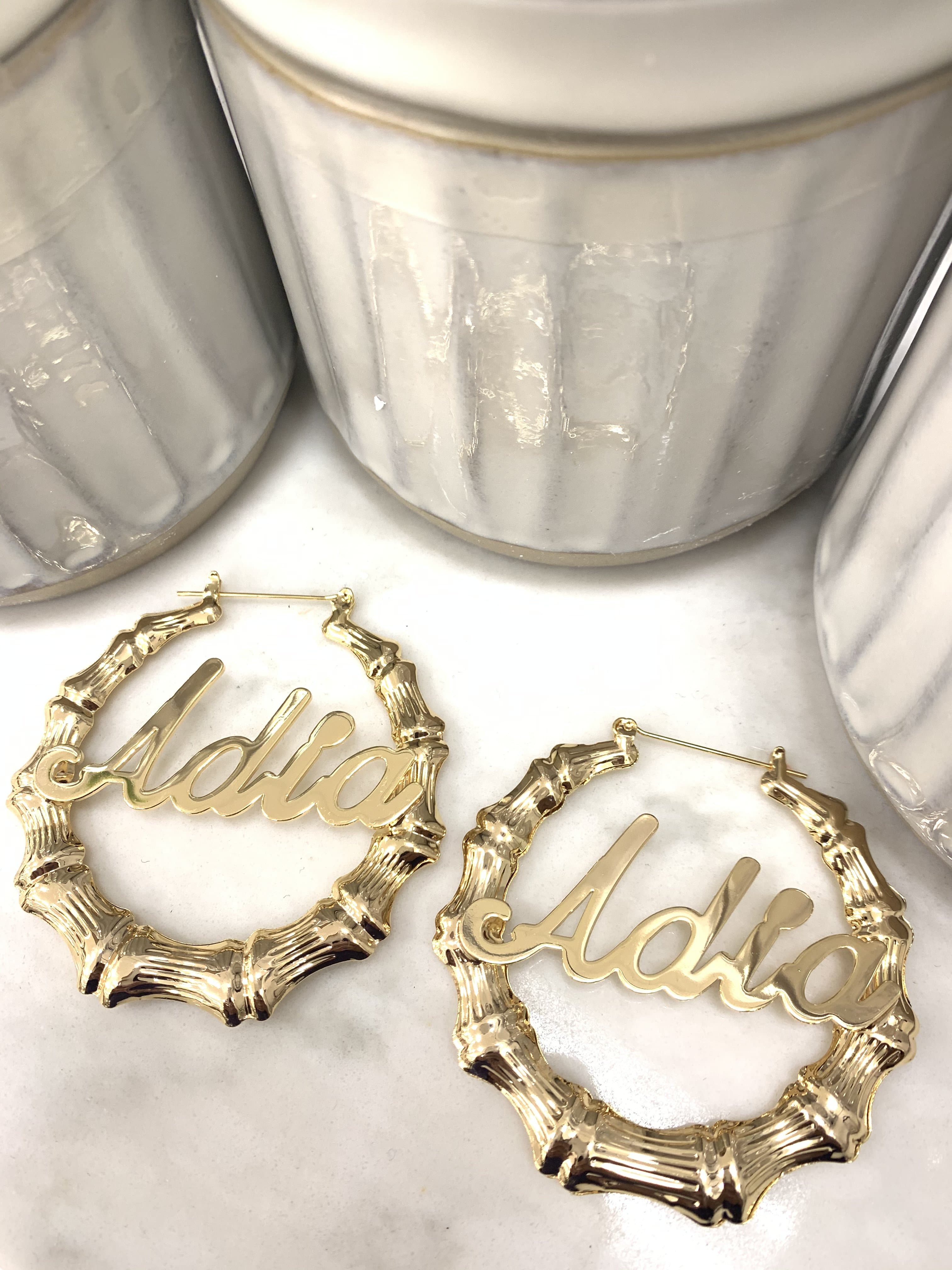 Bamboo Name Earrings