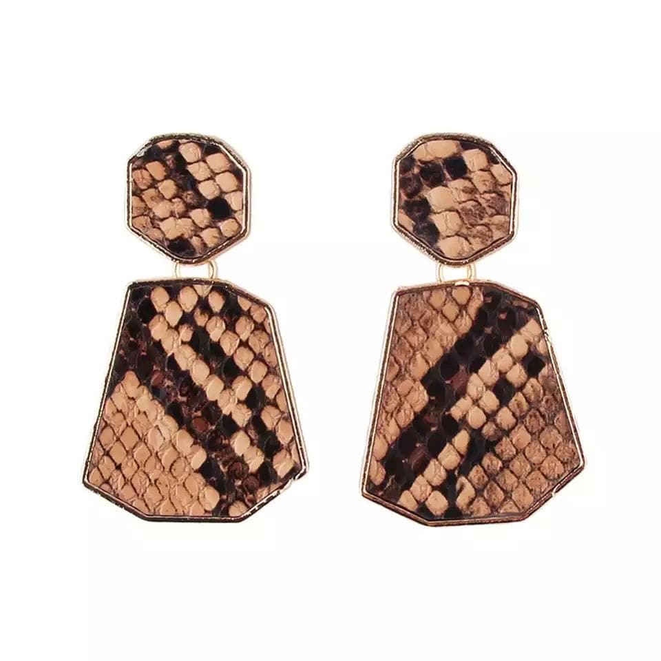 Geometric Drop Animal Print Earrings