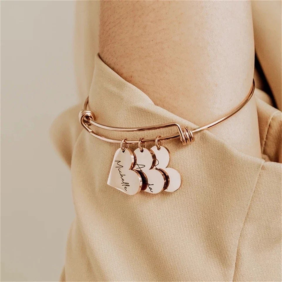 Engraved Heart Adjustable Bangle