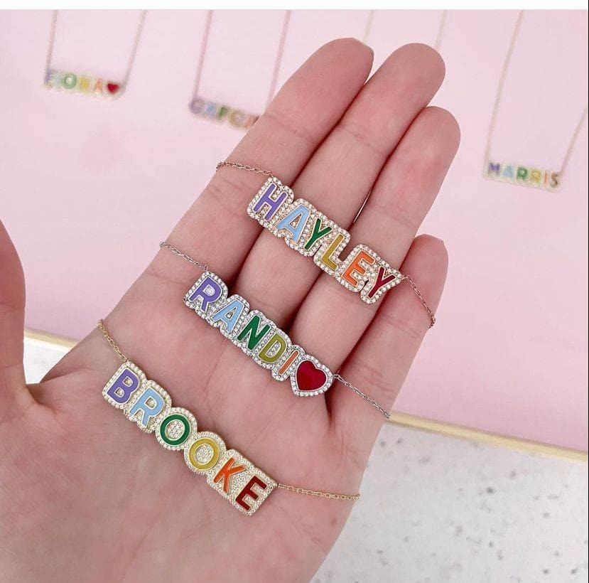 Rainbow Letter Necklace Pendant