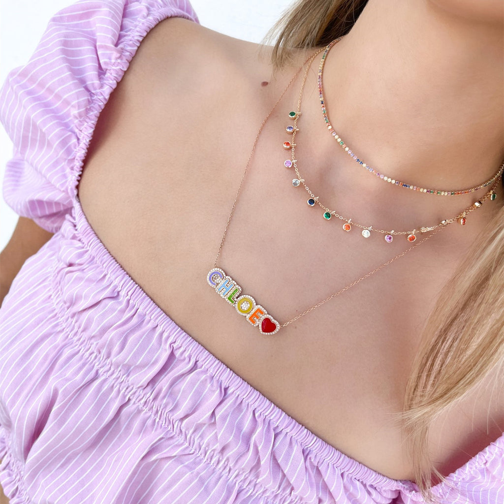 Rainbow Letter Necklace Pendant