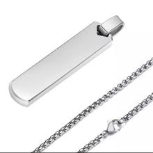 Load image into Gallery viewer, Engraved Vertical Bar Necklace for Men
