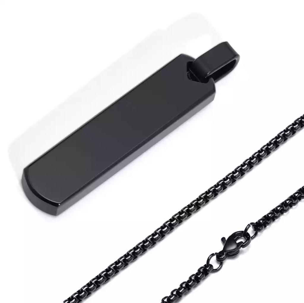 Engraved Vertical Bar Necklace for Men