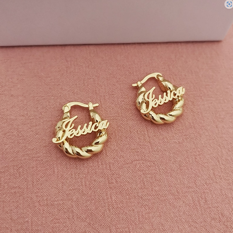 Girl's Twisted Hoop Name Earrings