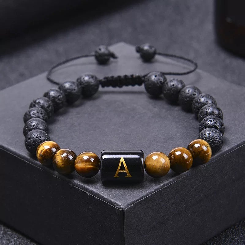 Tiger Eye Initial Stone Bracelet