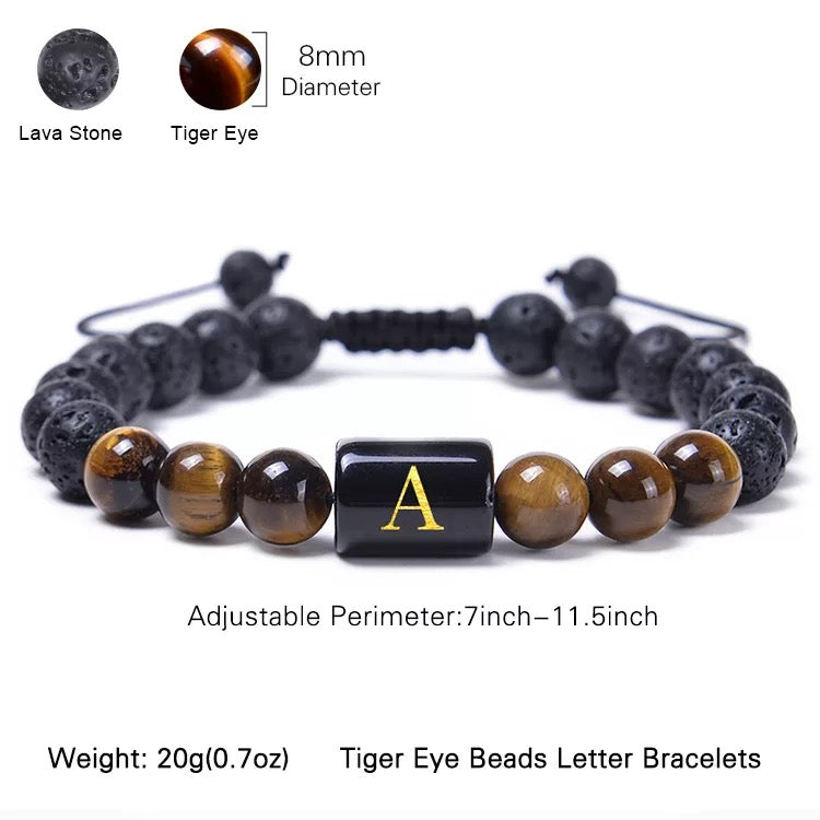 Tiger Eye Initial Stone Bracelet