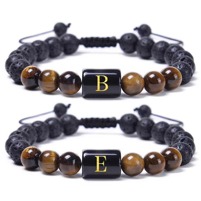 Tiger Eye Initial Stone Bracelet