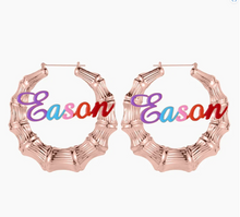 Load image into Gallery viewer, Girl&#39;s Colorful Bamboo Name Earrings
